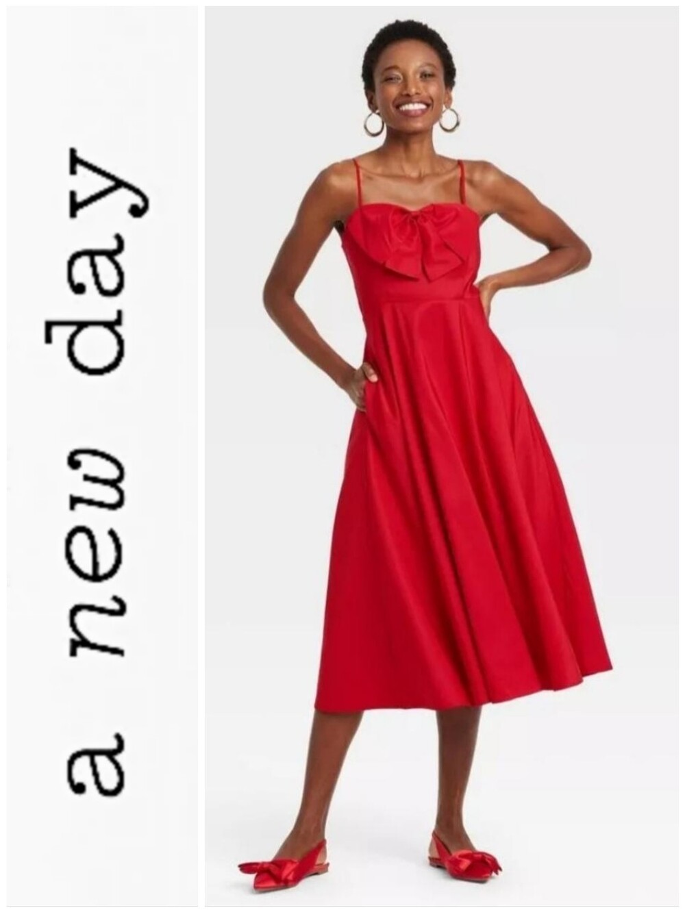 Red Bow Midi Dress